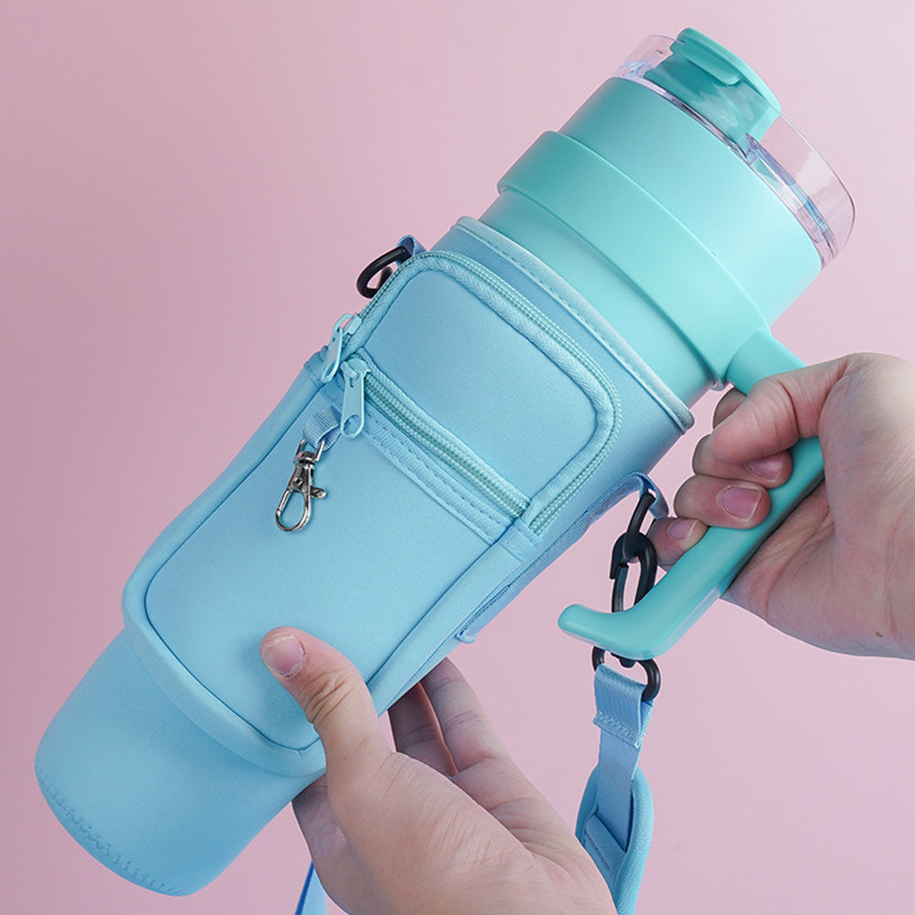 Neoprene Water Bottle Carrier Bag with Adjustable Strap – Multi-Pocket Sling Pouch