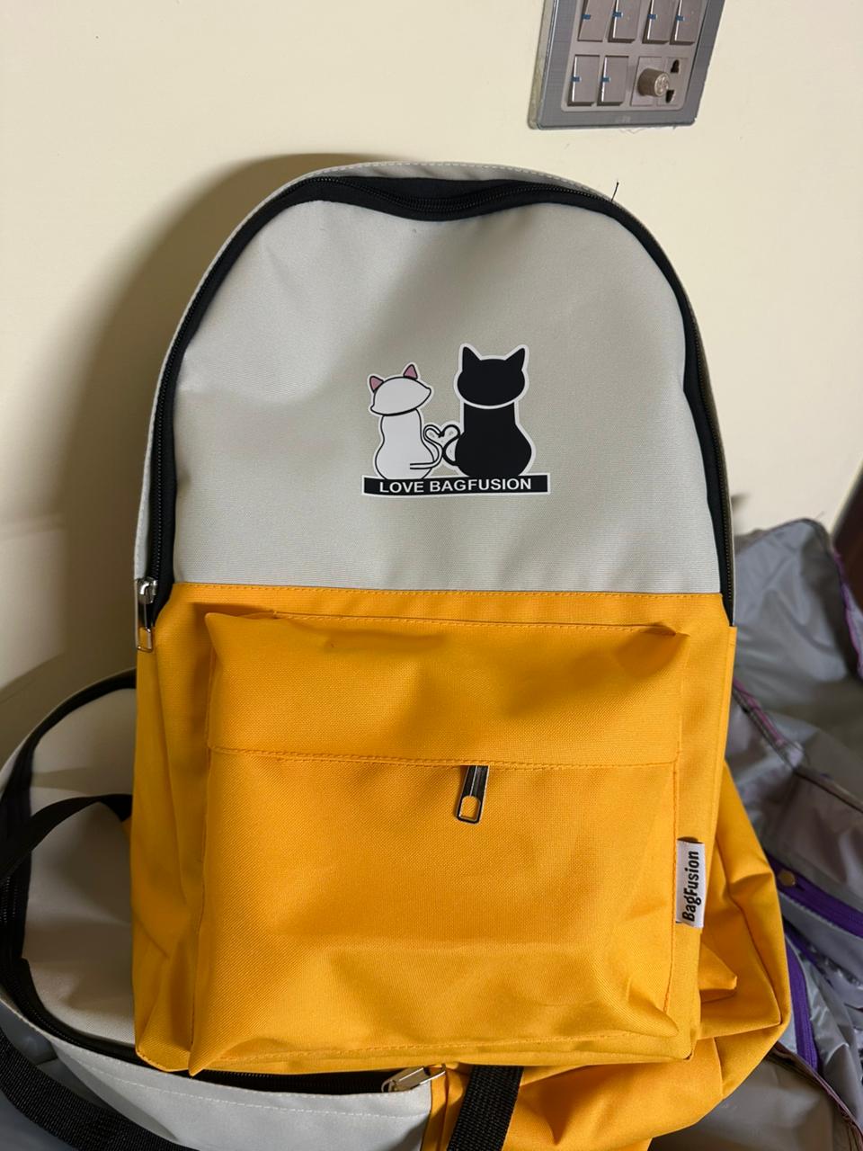 Love Bagfusion Cat Print Backpack – Trendy 4-Piece Set for Girls & Women