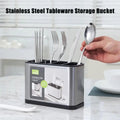 Stainless Steel Cutlery Bucket Durable Easy To Clean Organizer For Spoons Forks Knives Space Saving Kitchen Counter Storage